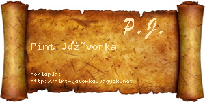Pint Jávorka névjegykártya
